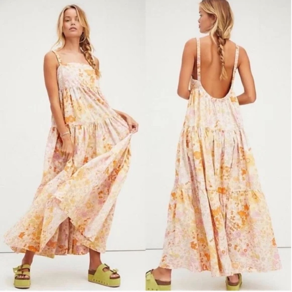 Free People Park Slope Floral Maxi Sundress Blossom S